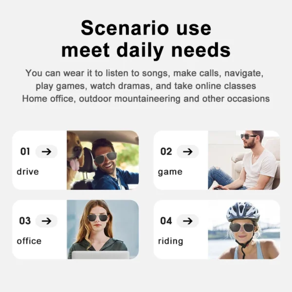 Cavenirer Bluetooth Audio Smart Glasses with Wireless Controls