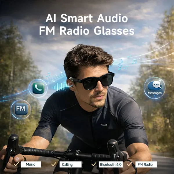 Cavenirer Bluetooth 5.4 Open-Ear Audio Glasses with Touch Controls