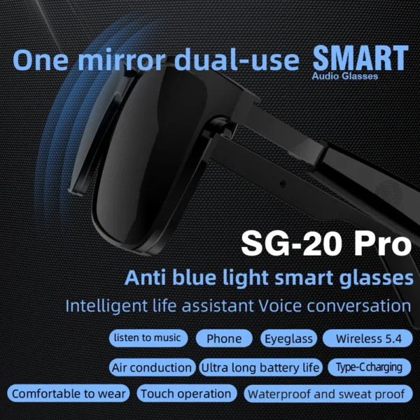 Cavenirer Open-Ear Audio Glasses for Running & Commuting