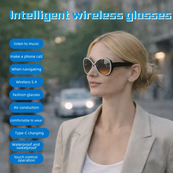 Cavenirer UV-Protective Open-Ear Audio Sunglasses for Driving & Cycling
