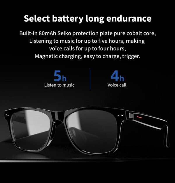 Ai Translation Smart Glasses Multi-functional Touch Control Ip65 Waterproof 100mah  Audio Eyewear